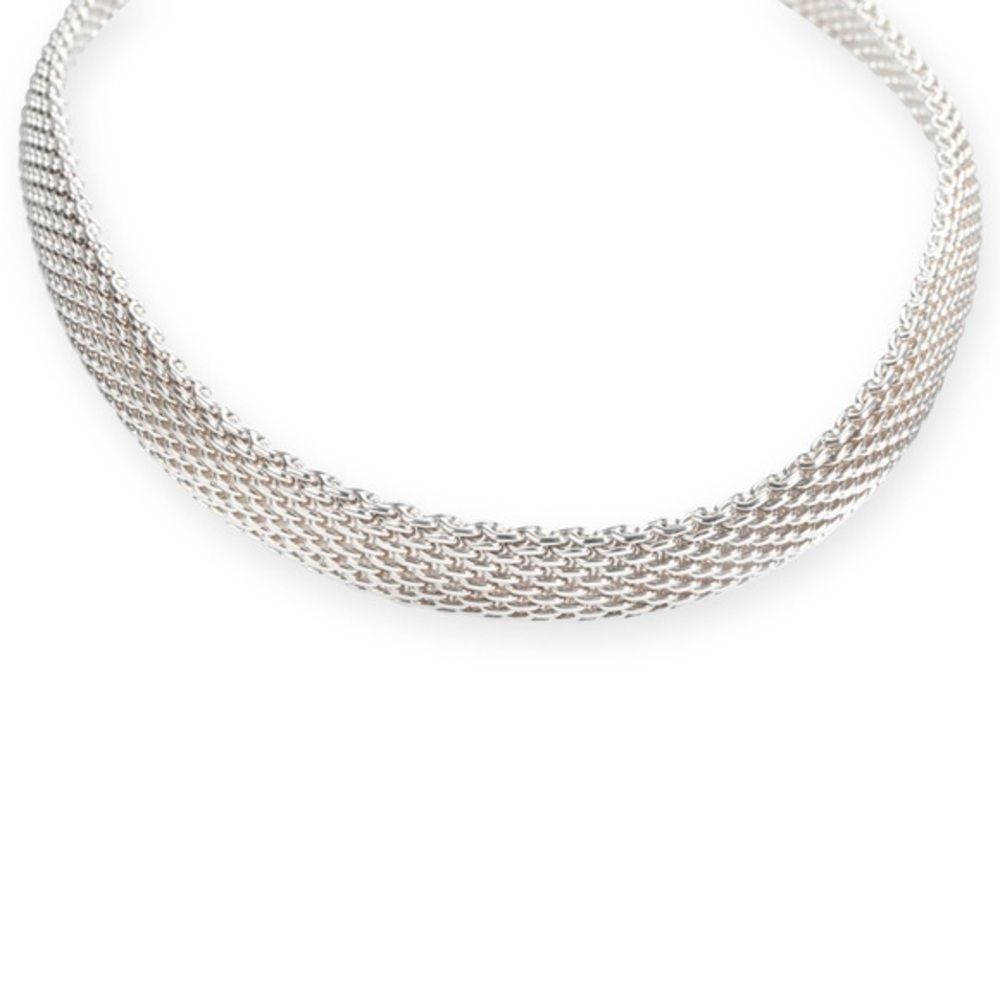 Retired 17.25" Tiffany & Co Somerset Mesh Collar Necklace in SS 925 w/ Box